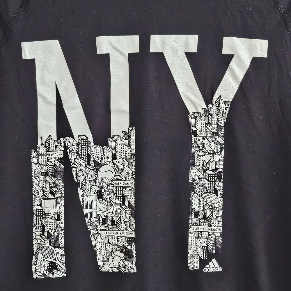 Adidas Graphic Ultimate Tee Black NY City Graphic T Shirt Streetwear Small